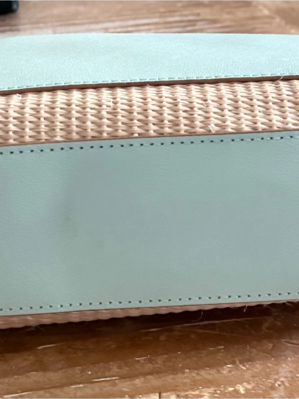 Nanette Lepore  tiffany blue Trim Woven Straw Shoulder Bag with Gold Chain